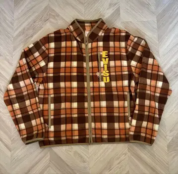 EVISU 체크 무늬 플리스 자켓