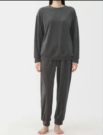 무인양품 코튼 벨로아 긴팔 룸웨어 세트 M