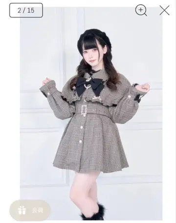 Nogenki 프릴 케이프 트렌치 프릴 코트 체크 M 사이즈 지뢰계