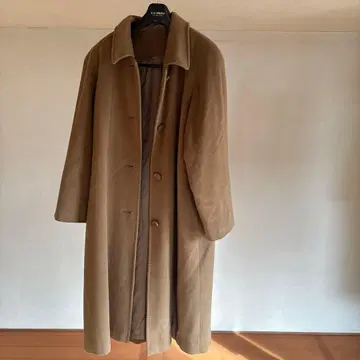 울 100% 베이지 롱 코트