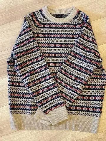 J.Crew 기하학 패턴 램스울 스웨터 M
