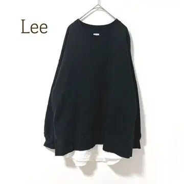 리 레이어드 스타일 맨투맨 콜라보 블랙 코튼 M 로고