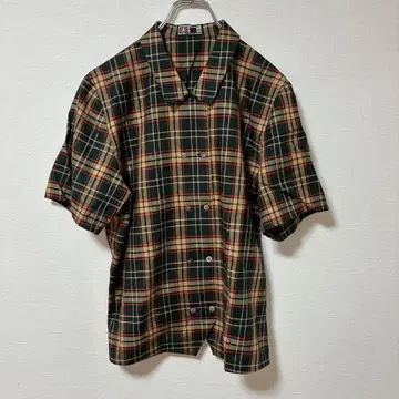 DAKS 체크 무늬 더블 버튼 셔츠 반팔 셋업