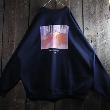 구제 의류 고흐 오버 사이즈 맨투맨 네이비 L 백 프린트 양면 프린트