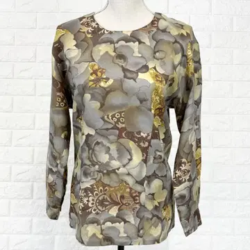 크리스찬 오자르 [9T] 그레이지 꽃무늬 블라우스 긴팔 모 100%