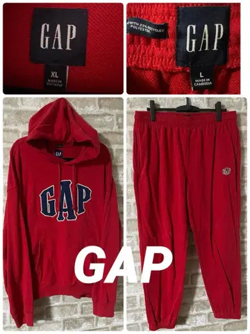 GAP 남성용 XL 셋업 상하의 세트 후드티 빅 로고 갭 빨간색