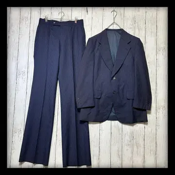 [ 빈티지 수트 셋업 ] 레트로 스트라이프 네이비 M