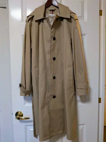TOMMY HILFIGER 후드 부착 코튼 롱 코트 베이지 M