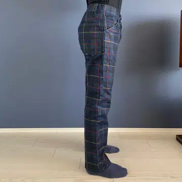 WRONG WHERE 체크 무늬 데님 팬츠 USA제 구제 의류 M