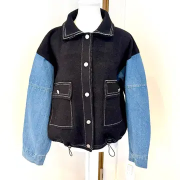 [새상품] piacere 이소재 도킹 데님 자켓 F 사이즈