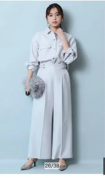 사이드 디자인 와이드 팬츠 로페 이에나 스트로베리 필즈