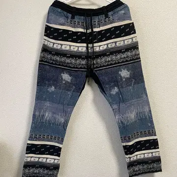 Iroquois 에스닉 패턴 데님 팬츠 허리밴딩