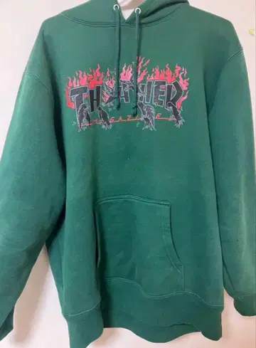 THRASHER 그린 후드 부착 후드티