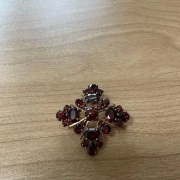 빨간색 스톤 크로스형 빈티지 브로치, 펜던트