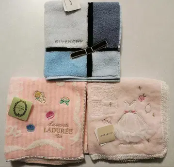 브랜드 타월 손수건 3개 세트 핑크 파랑 그레이 택 포함 새상품