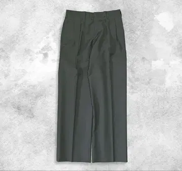 와이드 슬랙스 2턱 센터 프레스 짙은 카키 아메카지 스트릿