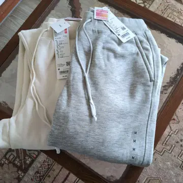 UNIQLO 히트텍 보아 스웨트 팬츠 그레이 화이트 세트