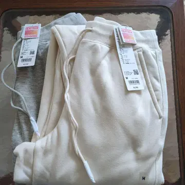 UNIQLO 히트텍 보아 스웨트 팬츠 그레이 화이트 세트