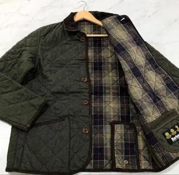 [ 새상품급 ] 바버 퀼팅 자켓 코듀로이 울 체크 36