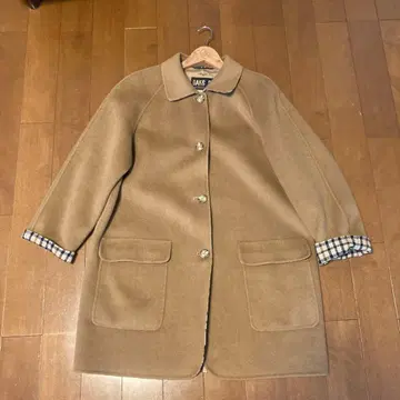 DAKS 롱 코트 브라운 체크 소매