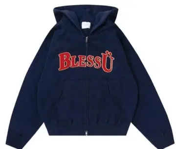 블레스유 bless u 지퍼 후드티 네이비 M 사이즈
