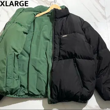 [ 새상품급 ] XLARGE 블랙 그린 다운 자켓 리버서블