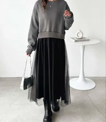 그레이/블랙 레이어드 원피스 지라