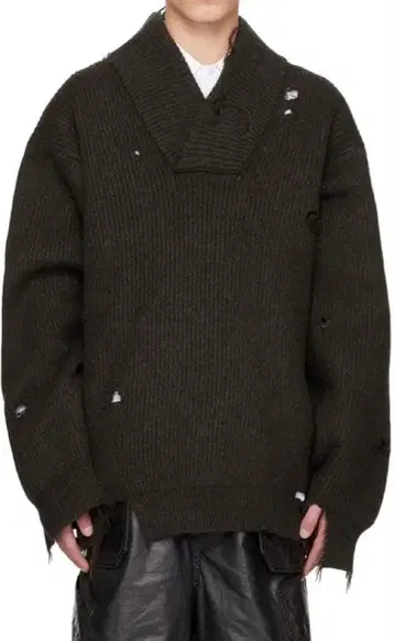 HED MAYNER 22AW DESTROYED V-NECK KNIT S