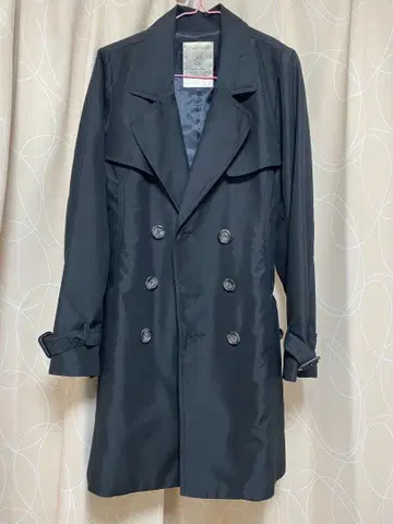 RedHerie 블랙 더블 브레스트 트렌치코트