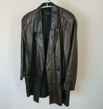 Lamandora 블랙 가죽 더블 브레스트 자켓