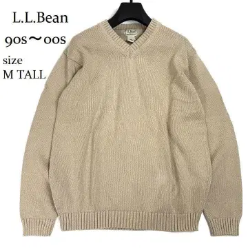 L.L.Bean 코튼 V넥 스웨터 베이지 M 톨 니트
