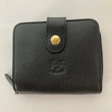 새상품 일비종떼 IL BISONTE 블랙 가죽 접이식 지갑