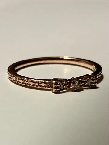 NOJESS 핑크 골드 핑키링 다이아몬드 리본 K10