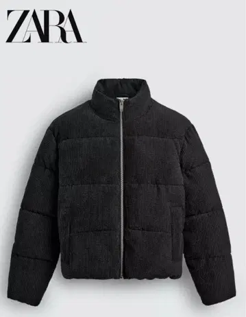 ZARA 코듀로이 퍼프 자켓 블랙