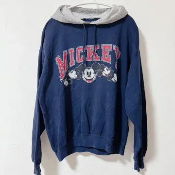 구제 의류 단 하나뿐인! 미키마우스 그래픽 후드티 네이비