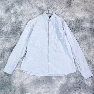 BEAMS [ L ] 긴팔 셔츠 라이트 블루 얇은 소재 남성용 빅 사이즈