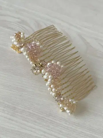 컴플렉스 비즈 리본 헤어콤