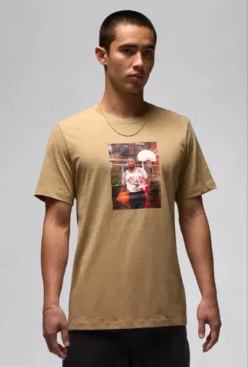 Jordan XL 베이지 셔츠 사진 프린트