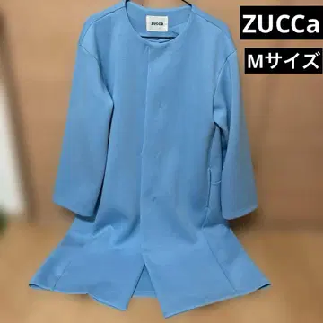 [ ZUCCA ] 스카이블루 노카라 롱 코트 [ 구멍 있음 ]