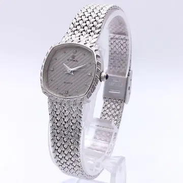 CYMA 여성용 손목시계 쿼츠 실버 메쉬 밴딩 새 배터리 작동