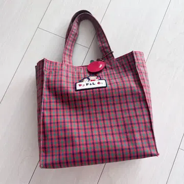 familiar 패밀리아 빨간색 체크 토트백