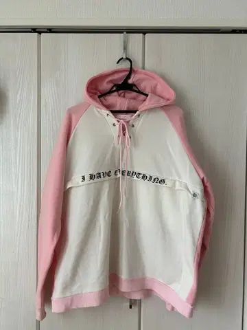 리틀써니바이트 반다나 패턴 후드티 핑크/화이트