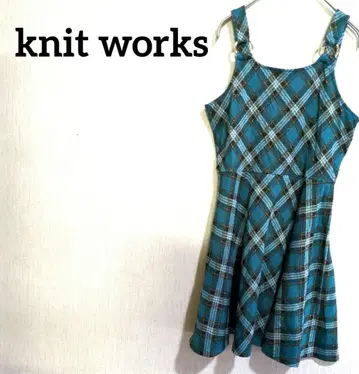 knit works 터콰이즈 체크 슬리브리스 원피스 [ L ]
