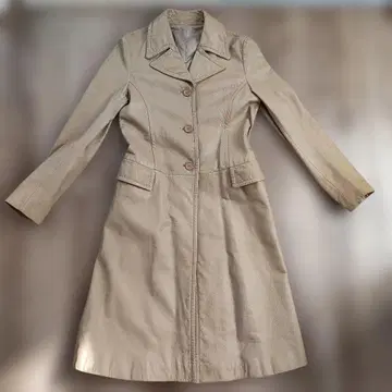 A/T 에이 티 가죽 롱 코트 소가죽 한국제 KOREA 베이지