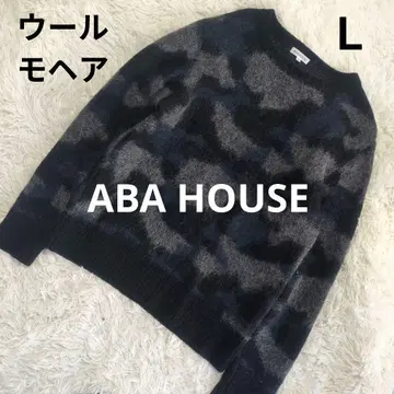 ABAHOUSE 아바하우스 아브스트랙트 샤기 니트 카모플라쥬 패턴 L