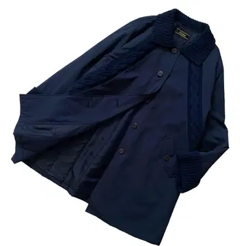 새상품급 레리안 케이블 니트 절개 충전솜 코트 13+ 큰 사이즈 네이비