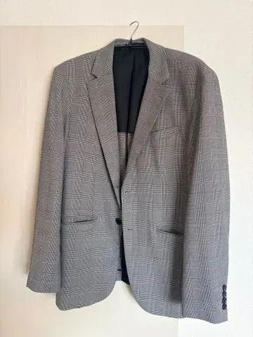 그레이 체크 무늬 테일러드 자켓