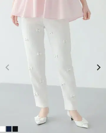 Fit more 파스타 리본 테이퍼드 팬츠 화이트 M