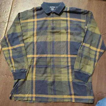 노티카 긴팔 피케 셔츠 90s' 체크 무늬