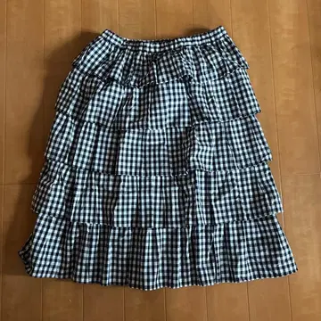 이오그래픽 깅엄 체크 플레어 스커트